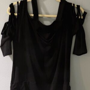Black Cold Shoulder Top